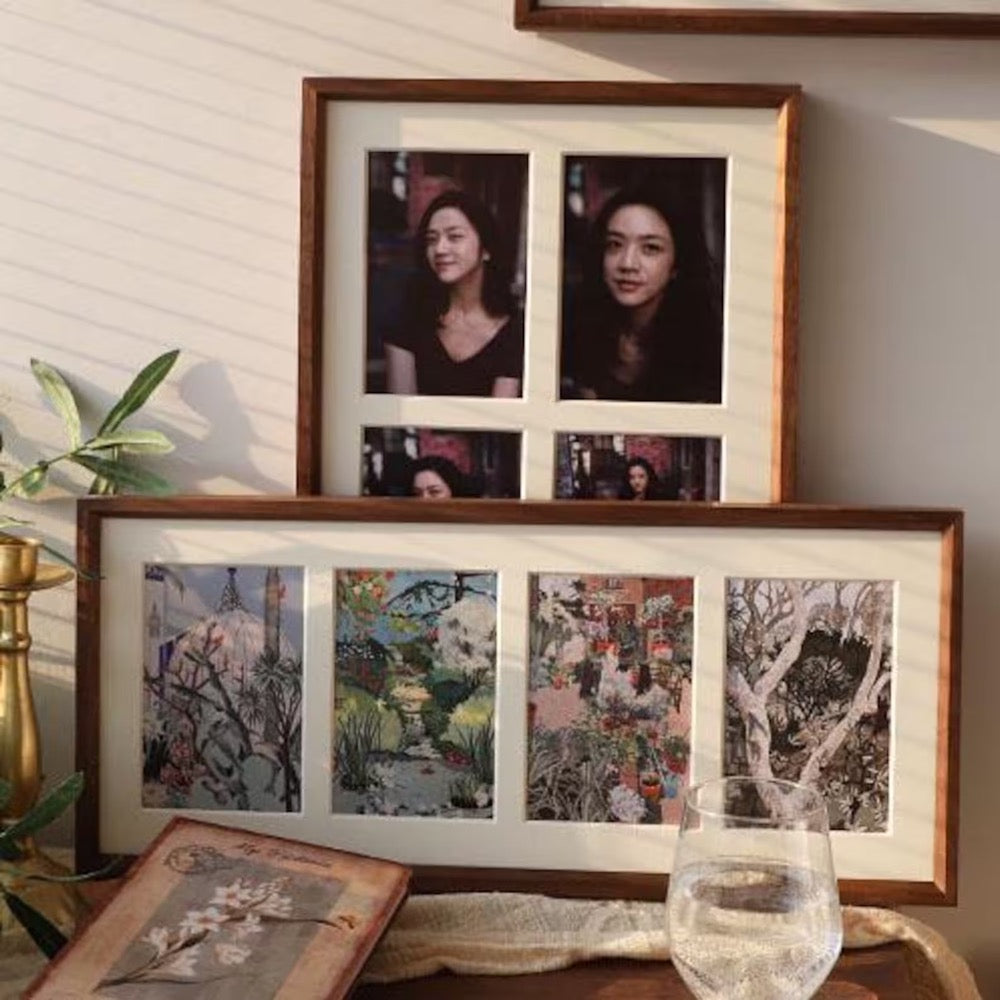 HSH Multi Opening 4X6 Solid Walnut Wood Picture Frame, Rustic Photo Frame Set